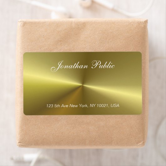 Metallic Gold look Elegant Script Trendy Sjabloon Etiket (Insitu)