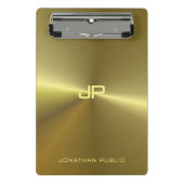 Metallic Gold look Modern Elegant Monogrammen Mini Klembord (Voorkant)