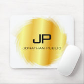 Metallic Gold look Modern Monogram aanpassen Muismat (Met muis)