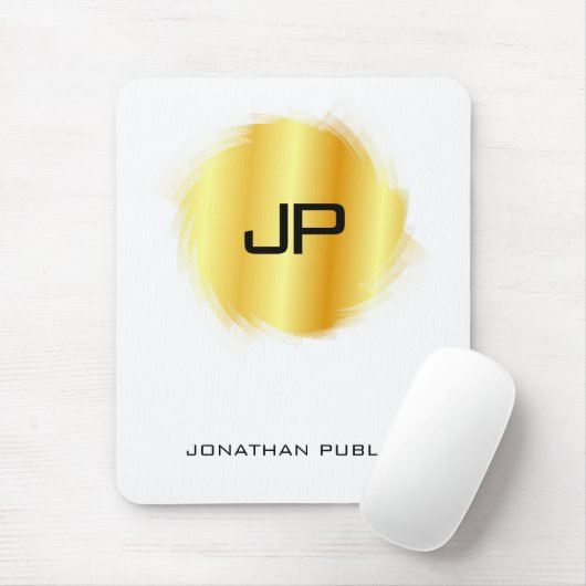 Metallic Gold look Modern Monogram Sjabloon Muismat (Met muis)