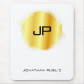 Metallic Gold look Modern Monogram Sjabloon Muismat (Voorkant)