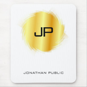 Metallic Gold look Modern Monogram Sjabloon Muismat