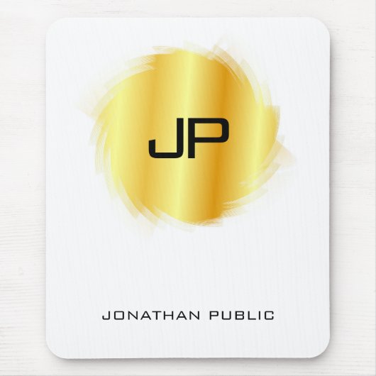 Metallic Gold look Modern Monogram Sjabloon Muismat (Voorkant)