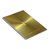 Metallic Gold look Modern Monogram Sjabloon Notitieboek (Rechterzijde)