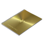 Metallic Gold look Modern Monogram Sjabloon Notitieboek (Linkerzijde)