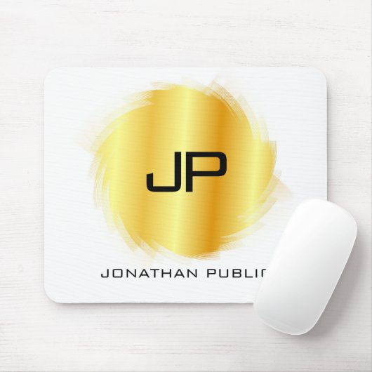 Metallic Gold look-monogram Sjabloon personalisere Muismat (Met muis)