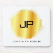 Metallic Gold look-monogram Sjabloon personalisere Muismat (Voorkant)