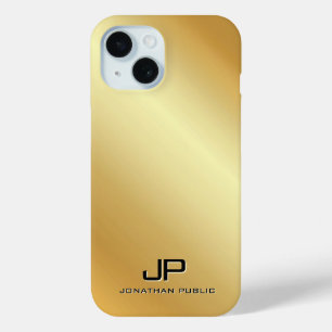 Metallic Gold Look Sjabloon Monogram gepersonalise iPhone 15 Case