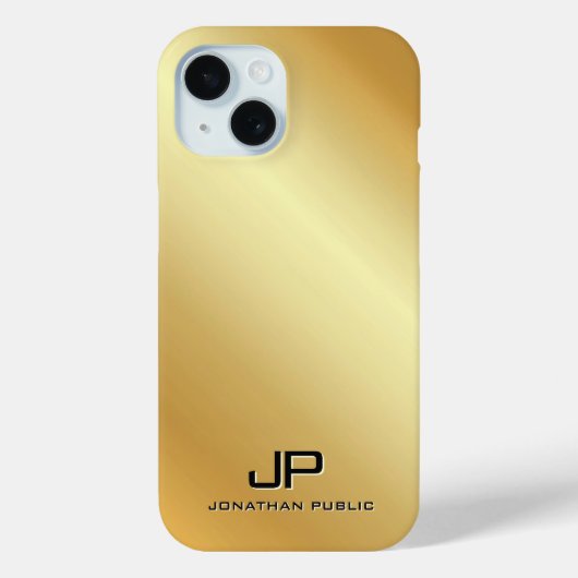 Metallic Gold Look Sjabloon Monogram gepersonalise Case-Mate iPhone Case (Achterkant)