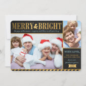 Metallic Gold Merry en Bright Holiday Card Feestdagenkaart (Voorkant)