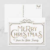 Metallic Gold Merry Fancy Lijst voor kerstmis  Briefkaart (Voorkant / Achterkant)