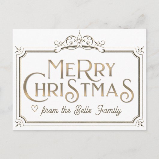 Metallic Gold Merry Fancy Lijst voor kerstmis  Briefkaart (Voorkant)