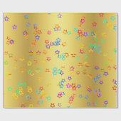 Metallic Gold met Neon Stars Aangepast Cadeaupapier (Vlak)