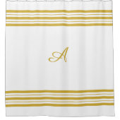 Metallic Gold Monogram en Bars op White Douchegordijn (Voorkant)