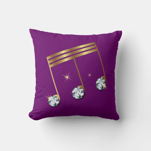 Metallic Gold Music Note Pillow met diamanten Kussen (Voorkant)