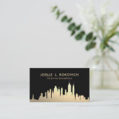 Metallic Gold NYC Skyline op zwart Visitekaartje (Staand voorkant)