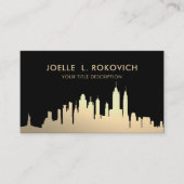 Metallic Gold NYC Skyline op zwart Visitekaartje (Voorkant)