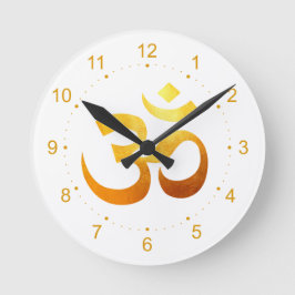 Metallic Gold Om Symbol Ronde Klok