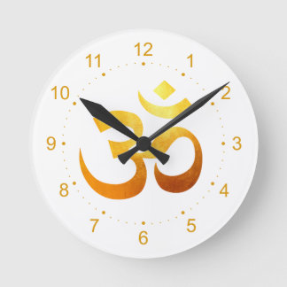 Metallic Gold Om Symbol Ronde Klok