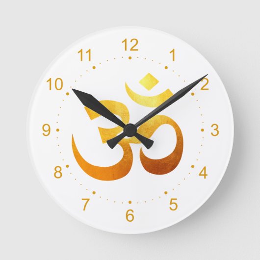 Metallic Gold Om Symbol  Ronde Klok (Voorkant)
