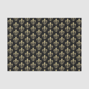 Metallic Gold op Black French Fleur de lis Tissue Tissuepapier