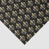 Metallic Gold op Black French Fleur de lis Tissue Tissuepapier (Detail)