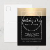 Metallic Gold op zwarte dag Uitnodiging Briefkaart (Voorkant / Achterkant)