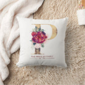 Metallic Gold P Monogram Floral Burgundy Red Kussen (Deken)