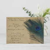 Metallic Gold Peacock Wedding Kaart (Staand voorkant)