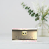 Metallic Gold Pink Marmer Visitekaartje (Staand voorkant)