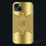 Metallic Gold print met diamanten patroon Case-Mate iPhone Case<br><div class="desc">Glanzend metallisch goud ziet er uit met een gouden diamanttextuurpatroon. Aangepast en optioneel monogram.</div>
