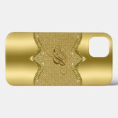 Metallic Gold print met diamanten patroon Case-Mate iPhone Case (Achterkant (horizontaal))