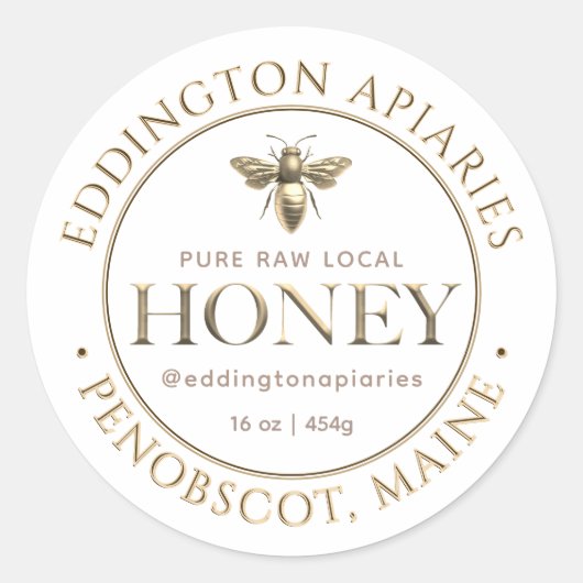 Metallic Gold Queen Bee Honey Label (Voorkant)