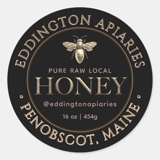 Metallic Gold Queen Bee Honey Label (Voorkant)