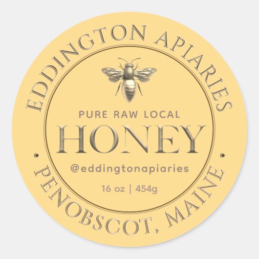 Metallic Gold Queen Bee Honey Label (Voorkant)