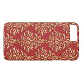 Metallic Gold Red Damask Patroon Case-Mate iPhone Case (Achterkant (Horizontaal))