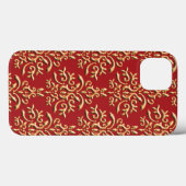 Metallic Gold Red Damask Patroon Case-Mate iPhone Case (Achterkant (horizontaal))