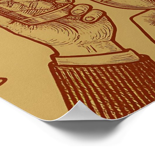 Metallic Gold Red Toast Drinks Poster (Hoek)