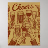 Metallic Gold Red Toast Drinks Poster (Voorkant)