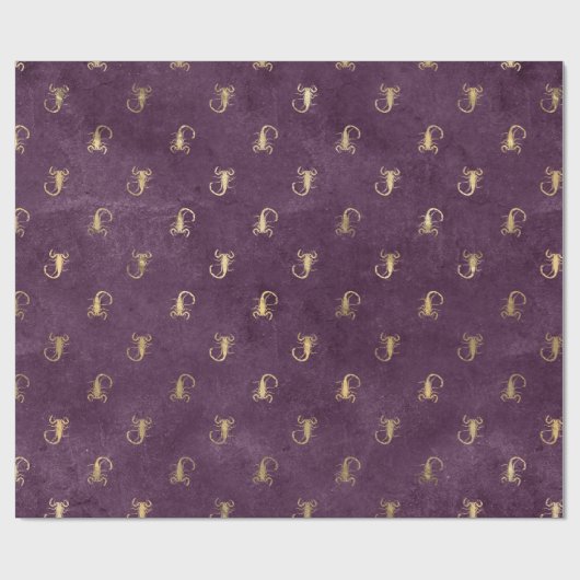 Metallic Gold Scorpions op Paars Cadeaupapier (Vlak)