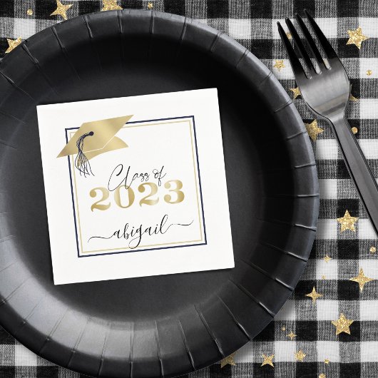 Metallic Gold Script met afstudeerkap Servet