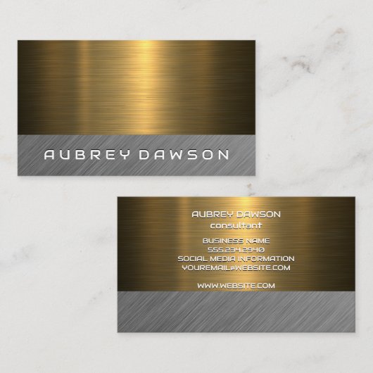 Metallic Gold Silver geborsteld Visitekaartje (Voorkant / Achterkant)