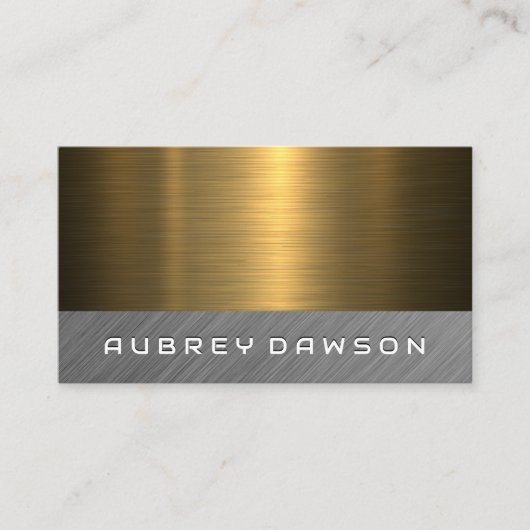 Metallic Gold Silver geborsteld Visitekaartje (Voorkant)