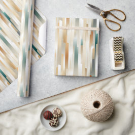 Metallic Gold, Silver & Roos Gold Stripes Design Cadeaupapier