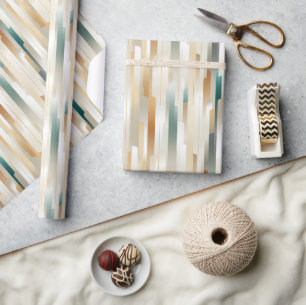 Metallic Gold, Silver & Roos Gold Stripes Design Cadeaupapier