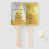 Metallic Gold & Silver Wedding Program Handwaaier (Voorkant en achterkant)