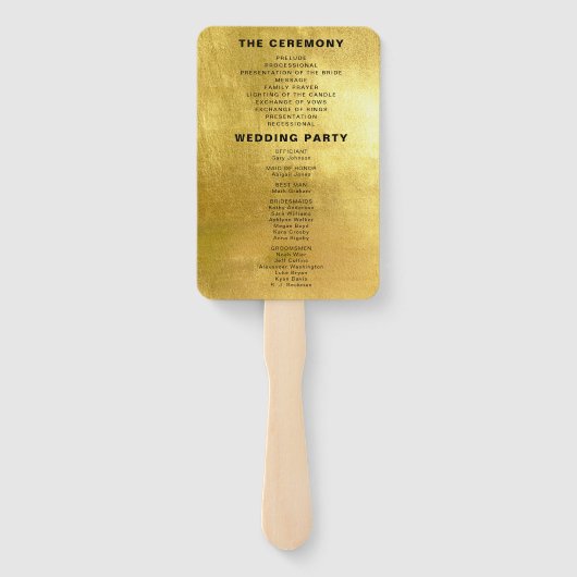 Metallic Gold & Silver Wedding Program Handwaaier (Achterkant)