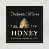 Metallic Gold  Skep Bijenkorf Bijenhouders Vierkante Visitekaartje (Voorkant)