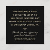 Metallic Gold  Skep Bijenkorf Bijenhouders Vierkante Visitekaartje (Achterkant)