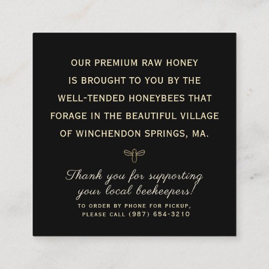 Metallic Gold  Skep Bijenkorf Bijenhouders Vierkante Visitekaartje (Achterkant)